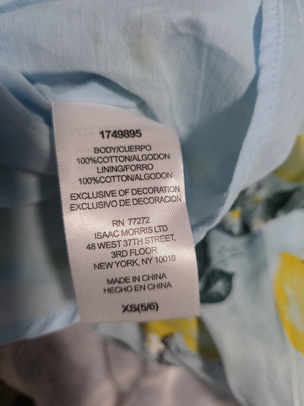 5/6 French Connection Girls Lemon Print Flutter Dress NWT - Yellow & Light Blue - Picture 8 of 9
